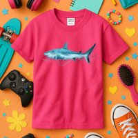 Retro Digital Polygon Shark Kids T-Shirt