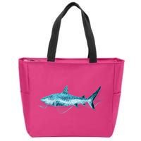 Retro Digital Polygon Shark Zip Tote Bag