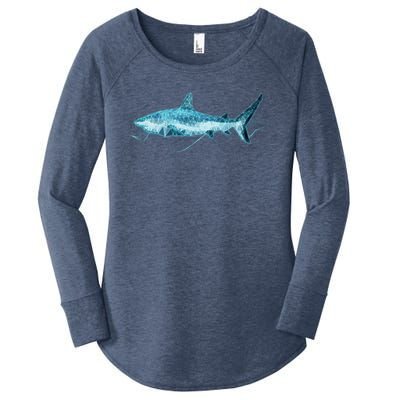 Retro Digital Polygon Shark Women's Perfect Tri Tunic Long Sleeve Shirt