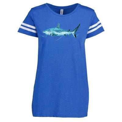 Retro Digital Polygon Shark Enza Ladies Jersey Football T-Shirt