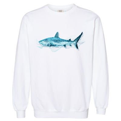 Retro Digital Polygon Shark Garment-Dyed Sweatshirt