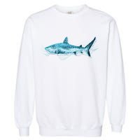 Retro Digital Polygon Shark Garment-Dyed Sweatshirt