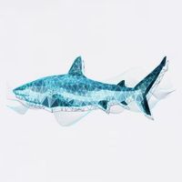 Retro Digital Polygon Shark Garment-Dyed Sweatshirt