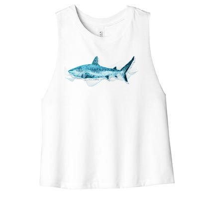 Retro Digital Polygon Shark Women's Racerback Cropped Tank