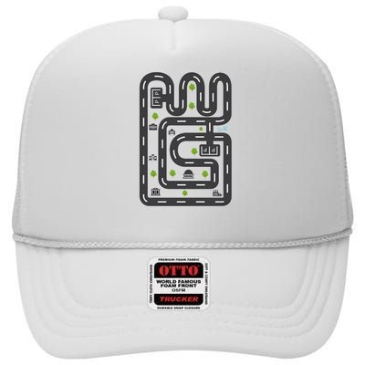 Racing Dad Play Car Race On Dad High Crown Mesh Back Trucker Hat