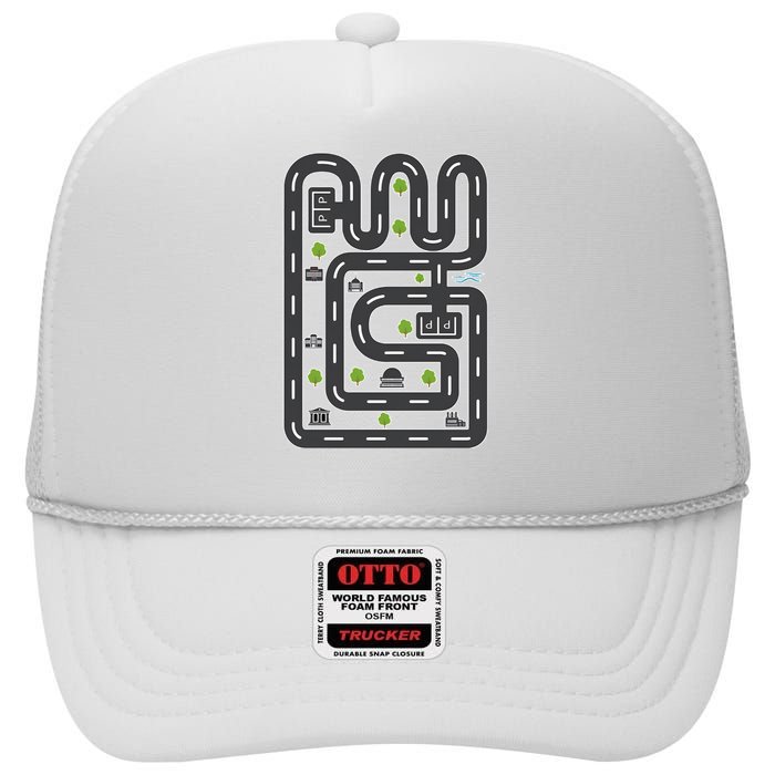 Racing Dad Play Car Race On Dad High Crown Mesh Back Trucker Hat