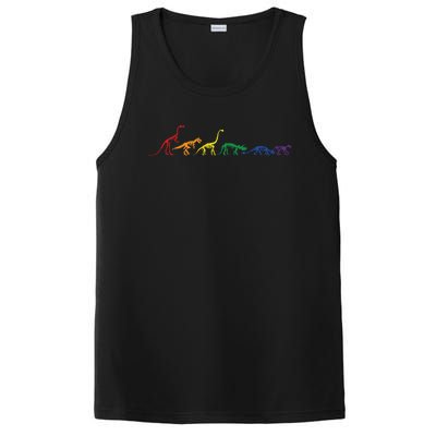 Rainbow Dinosaur Queer T Rex Fossil Skeletons Lgbt Pride Gift PosiCharge Competitor Tank