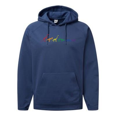 Rainbow Dinosaur Queer T Rex Fossil Skeletons Lgbt Pride Gift Performance Fleece Hoodie