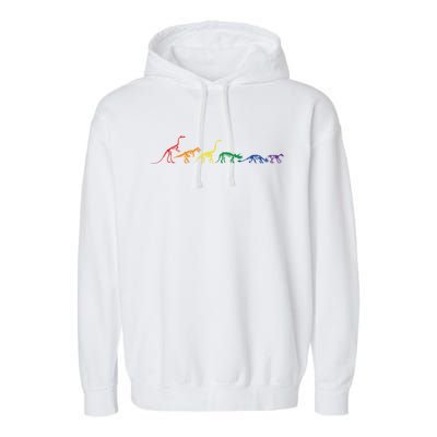 Rainbow Dinosaur Queer T Rex Fossil Skeletons Lgbt Pride Gift Garment-Dyed Fleece Hoodie