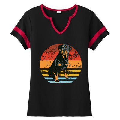 Rottweiler Dogs Retro Style Rottie Cool Cute Pet Doglover Ladies Halftime Notch Neck Tee