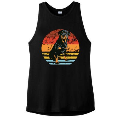 Rottweiler Dogs Retro Style Rottie Cool Cute Pet Doglover Ladies PosiCharge Tri-Blend Wicking Tank