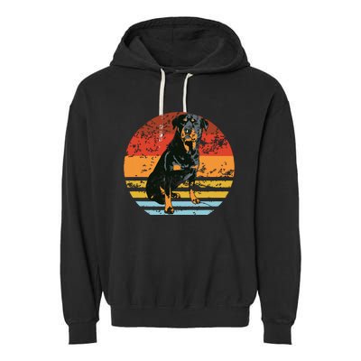 Rottweiler Dogs Retro Style Rottie Cool Cute Pet Doglover Garment-Dyed Fleece Hoodie