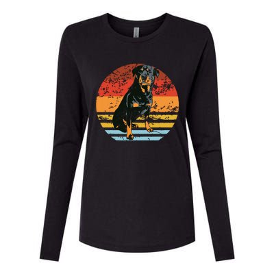 Rottweiler Dogs Retro Style Rottie Cool Cute Pet Doglover Womens Cotton Relaxed Long Sleeve T-Shirt