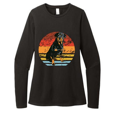 Rottweiler Dogs Retro Style Rottie Cool Cute Pet Doglover Womens CVC Long Sleeve Shirt