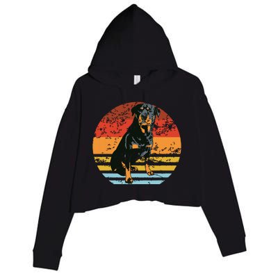 Rottweiler Dogs Retro Style Rottie Cool Cute Pet Doglover Crop Fleece Hoodie