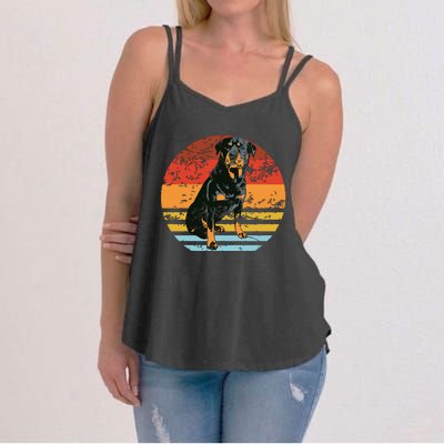 Rottweiler Dogs Retro Style Rottie Cool Cute Pet Doglover Women's Strappy Tank