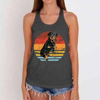 Rottweiler Dogs Retro Style Rottie Cool Cute Pet Doglover Women's Knotted Racerback Tank