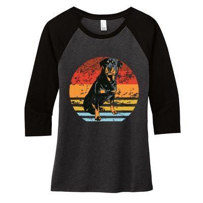 Rottweiler Dogs Retro Style Rottie Cool Cute Pet Doglover Women's Tri-Blend 3/4-Sleeve Raglan Shirt