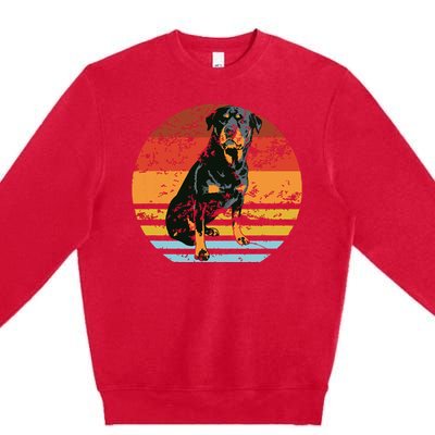 Rottweiler Dogs Retro Style Rottie Cool Cute Pet Doglover Premium Crewneck Sweatshirt