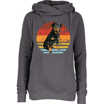 Rottweiler Dogs Retro Style Rottie Cool Cute Pet Doglover Womens Funnel Neck Pullover Hood