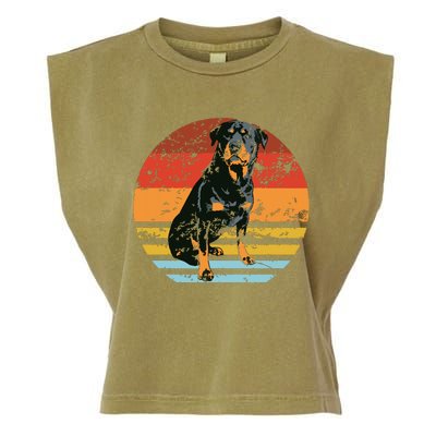 Rottweiler Dogs Retro Style Rottie Cool Cute Pet Doglover Garment-Dyed Women's Muscle Tee