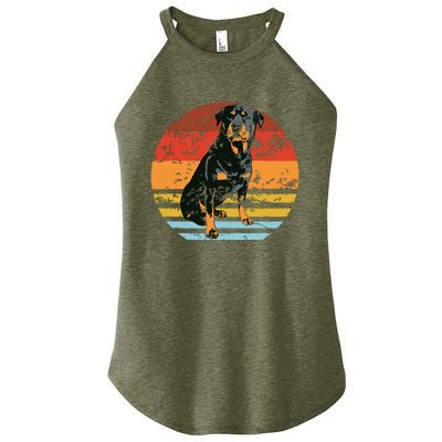 Rottweiler Dogs Retro Style Rottie Cool Cute Pet Doglover Women’s Perfect Tri Rocker Tank