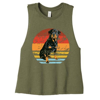 Rottweiler Dogs Retro Style Rottie Cool Cute Pet Doglover Women's Racerback Cropped Tank