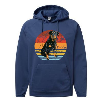 Rottweiler Dogs Retro Style Rottie Cool Cute Pet Doglover Performance Fleece Hoodie