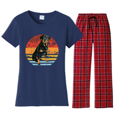 Rottweiler Dogs Retro Style Rottie Cool Cute Pet Doglover Women's Flannel Pajama Set