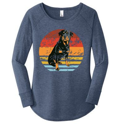 Rottweiler Dogs Retro Style Rottie Cool Cute Pet Doglover Women's Perfect Tri Tunic Long Sleeve Shirt