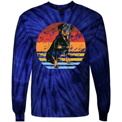 Rottweiler Dogs Retro Style Rottie Cool Cute Pet Doglover Tie-Dye Long Sleeve Shirt