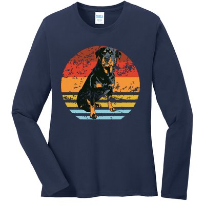 Rottweiler Dogs Retro Style Rottie Cool Cute Pet Doglover Ladies Long Sleeve Shirt