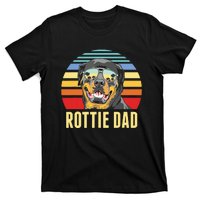 Rottie Dad Rottweiler Dog Vintage Retro Sunset Beach Vibe T-Shirt