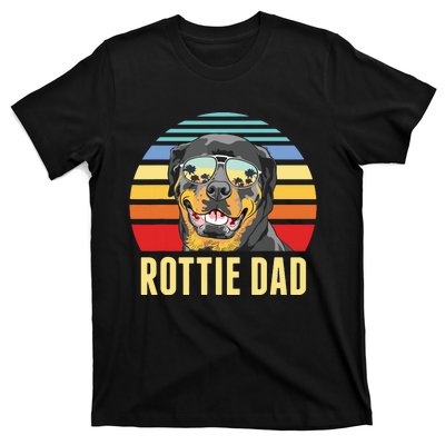 Rottie Dad Rottweiler Dog Vintage Retro Sunset Beach Vibe T-Shirt