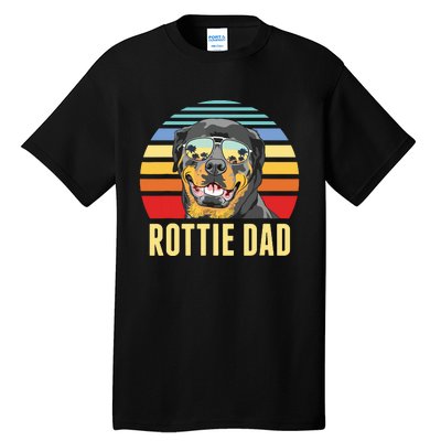 Rottie Dad Rottweiler Dog Vintage Retro Sunset Beach Vibe Tall T-Shirt