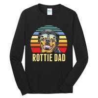 Rottie Dad Rottweiler Dog Vintage Retro Sunset Beach Vibe Tall Long Sleeve T-Shirt