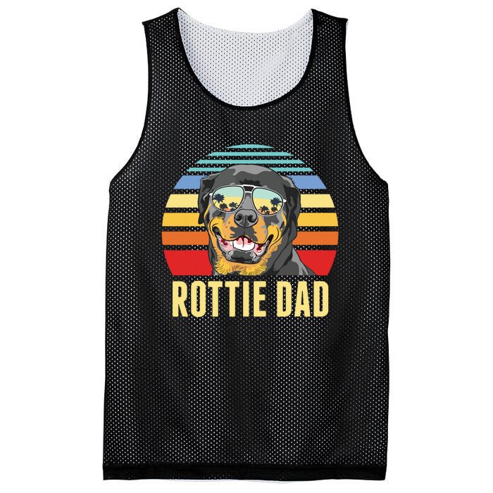 Rottie Dad Rottweiler Dog Vintage Retro Sunset Beach Vibe Mesh Reversible Basketball Jersey Tank