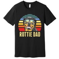 Rottie Dad Rottweiler Dog Vintage Retro Sunset Beach Vibe Premium T-Shirt