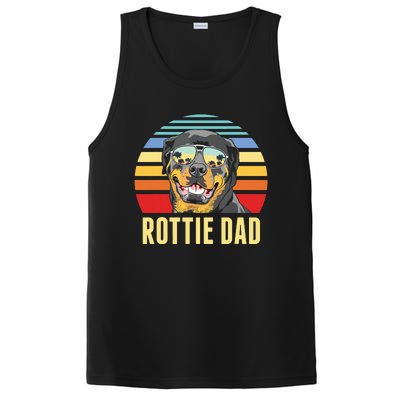 Rottie Dad Rottweiler Dog Vintage Retro Sunset Beach Vibe PosiCharge Competitor Tank