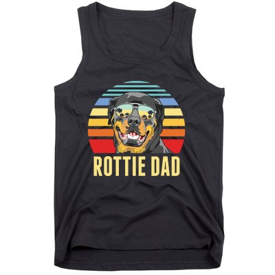 Rottie Dad Rottweiler Dog Vintage Retro Sunset Beach Vibe Tank Top