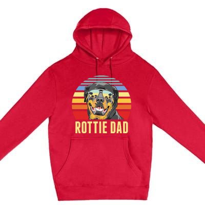 Rottie Dad Rottweiler Dog Vintage Retro Sunset Beach Vibe Premium Pullover Hoodie