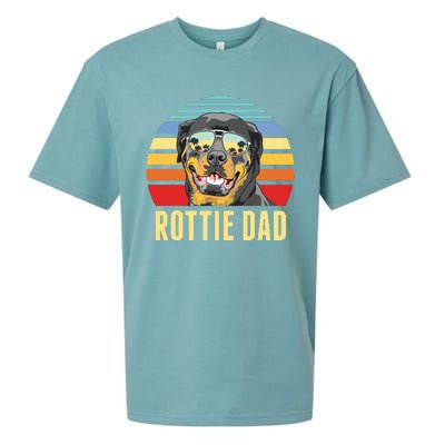 Rottie Dad Rottweiler Dog Vintage Retro Sunset Beach Vibe Sueded Cloud Jersey T-Shirt