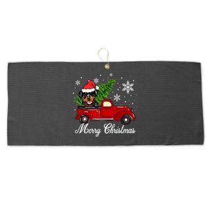 Rottweiler Dog Riding Red Truck Christmas Decoration Pajama Cute Gift Large Microfiber Waffle Golf Towel