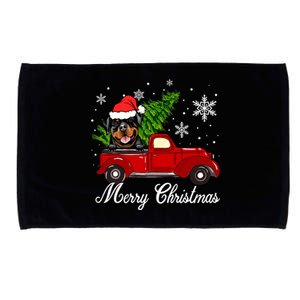 Rottweiler Dog Riding Red Truck Christmas Decoration Pajama Cute Gift Microfiber Hand Towel