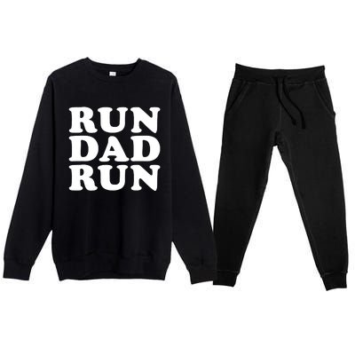 Run Dad Run Marathon Running Spectator Premium Crewneck Sweatsuit Set