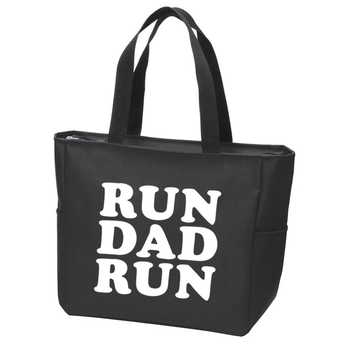 Run Dad Run Marathon Running Spectator Zip Tote Bag