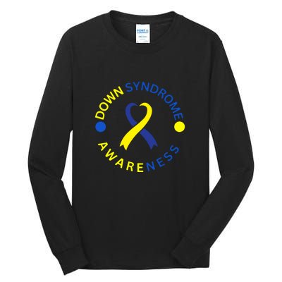 Ribbon Down Right Perfect Down Syndrome Awareness Gift Tall Long Sleeve T-Shirt