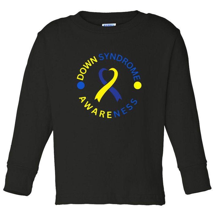 Ribbon Down Right Perfect Down Syndrome Awareness Gift Toddler Long Sleeve Shirt