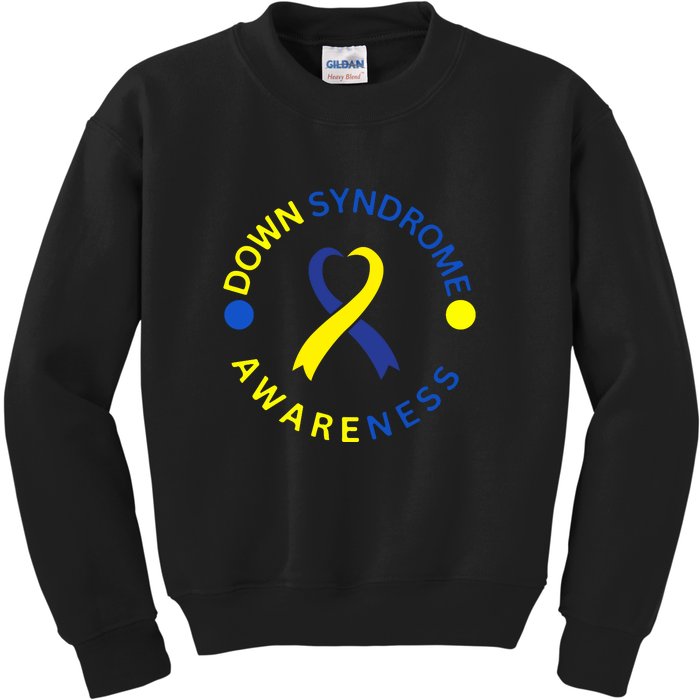 Ribbon Down Right Perfect Down Syndrome Awareness Gift Kids Sweatshirt