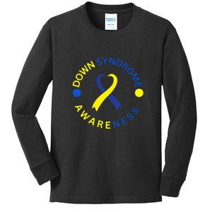 Ribbon Down Right Perfect Down Syndrome Awareness Gift Kids Long Sleeve Shirt